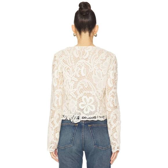 Ulla Johnson Caris Lace Jacket Top in Pristine 2 - Picture 3 of 4